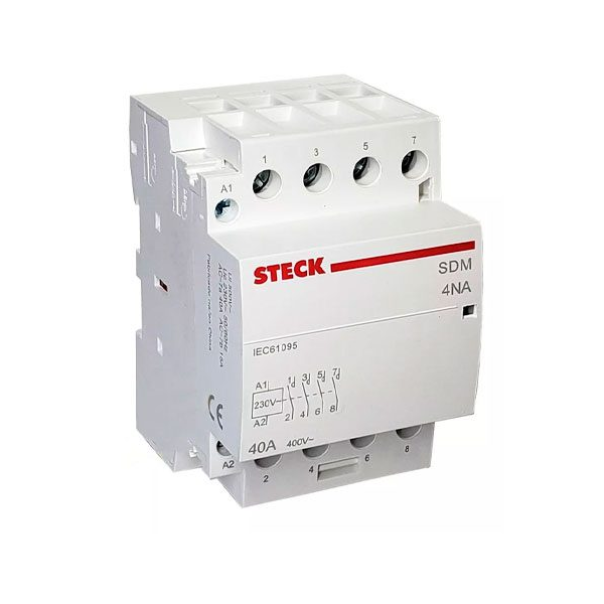 CONTACTOR MODULAR STECK SDM40A – 4 POLOS, 40 A, BOBINA 230 V