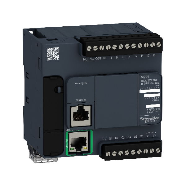 CONTROLADOR LÓGICO SCHNEIDER ELECTRIC MODICON M221 TM221CE16T – 24 V DC, 9 ENTRADAS, 7 SALIDAS TRANSISTOR, ETHERNET