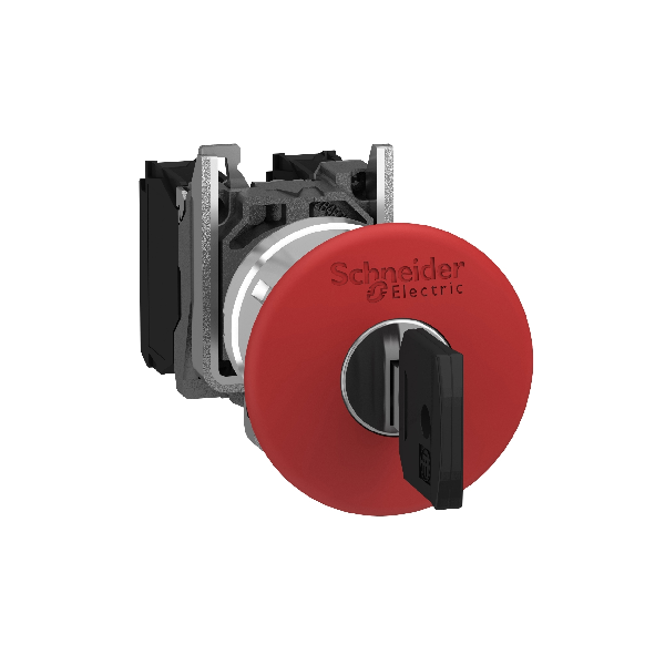 PULSADOR DE PARADA DE EMERGENCIA HARMONY XB4 ROJO Ø22MM CON LLAVE 1NC